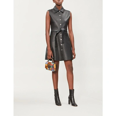 Maje Ranjit Leather Mini Dress In Black | ModeSens
