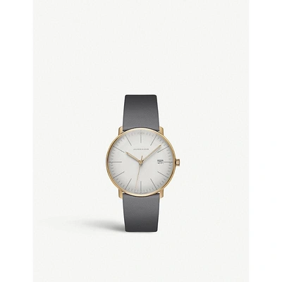 Junghans 041/7857.00 Max Bill Stainless Steel And Leather Watch In Silver