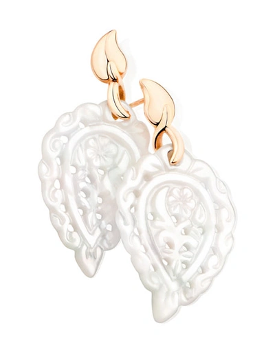 Tamara Comolli India 18k Rose Gold Mother-of-pearl Leaf Earrings