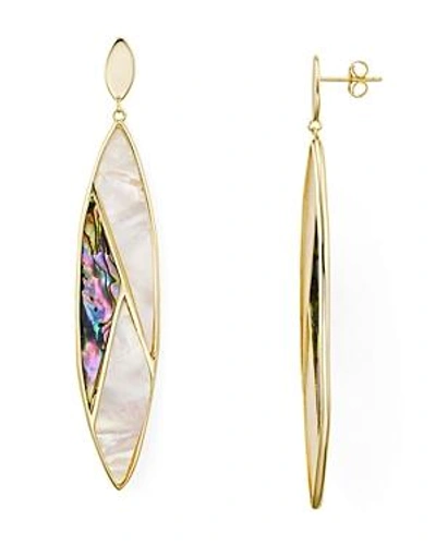 Argento Vivo Mother-of-pearl Mosaic Marquise Drop Earrings In 18k Gold-plated Sterling Silver