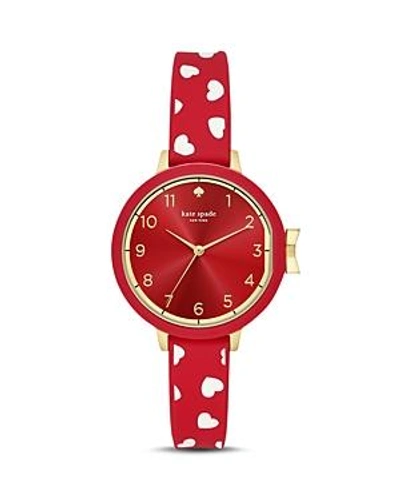 Kate Spade Park Row Silicone Strap Watch, 34mm In Red