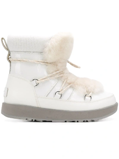 Ugg Women's Highland Round Toe Leather & Sheepskin Waterproof Boots In White