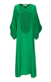 Bthaina Embroidered Jersey Caftan In Lime+green