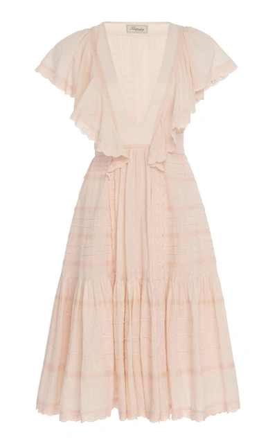 Temperley London Beaux Ruffled Cotton Dress In Pink