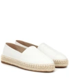 Prada Quilted Leather Logo Flat Espadrilles In White