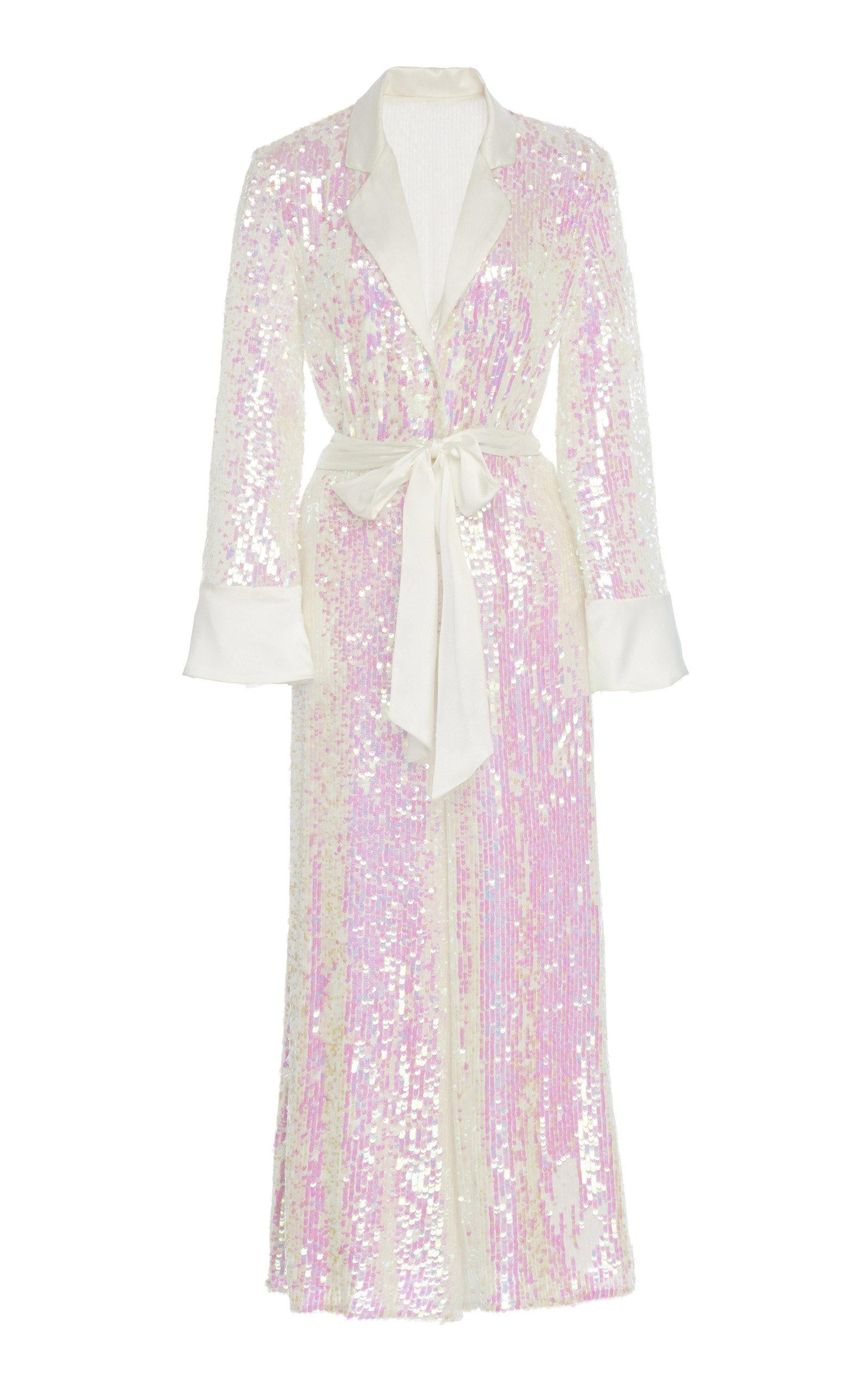 Temperley London Bia Belted Sequin Jumpsuit In White | ModeSens
