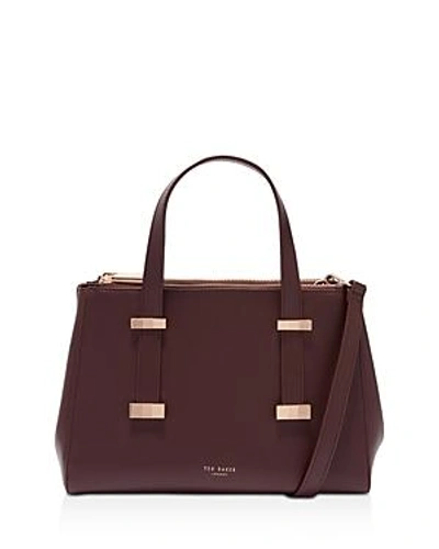 Ted Baker Alyssaa Small Leather Tote In Deep Purple/rose Gold