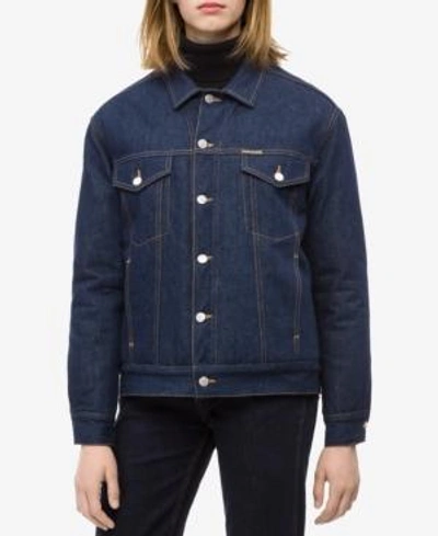 Calvin Klein Jeans Est.1978 Cotton Denim Trucker Jacket In Aleco Rinse