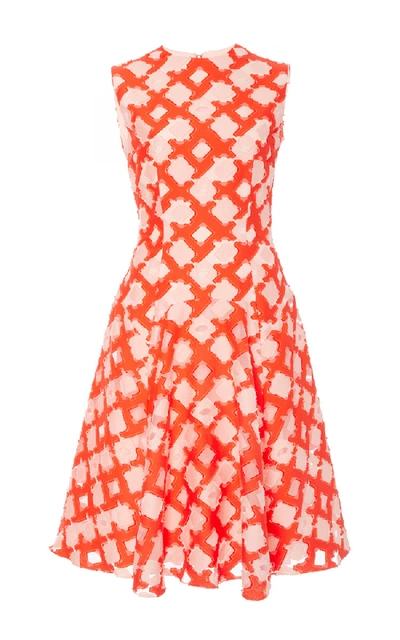 Lela Rose Sleeveless Godet A-line Dress, Coral/blush In Coral/ Blush