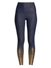 Beyond Yoga Alloy Ombre Metallic High-rise Leggings In Navy Gold