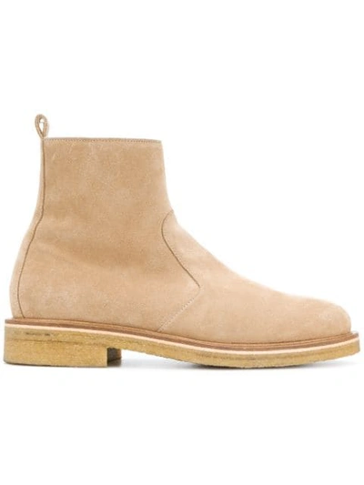 Ami Alexandre Mattiussi Zipped Boots With Crepe Sole In Neutrals