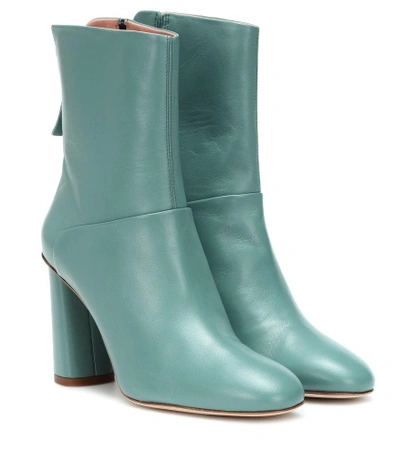 Acne Studios Mint Leather Ankle Boots In Green
