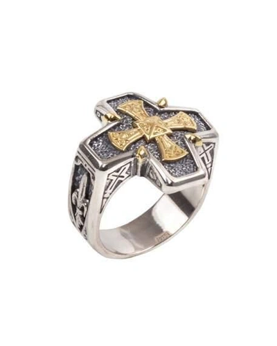 Konstantino Men's Stavros 18k Gold Cross Ring In Silver