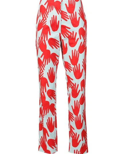 Sonia Rykiel Hand Print Trousers In Red