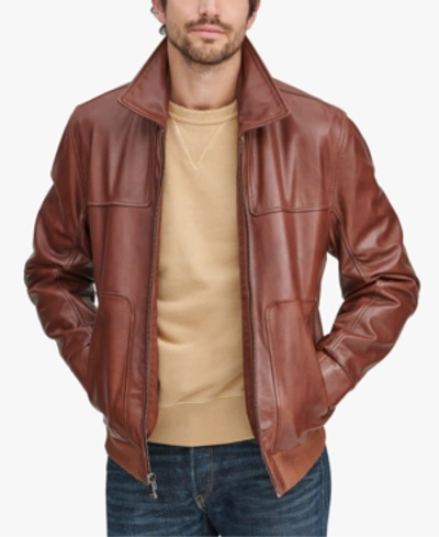 Andrew Marc Men's Vaughn Zip-front Leather Jacket In Cognac