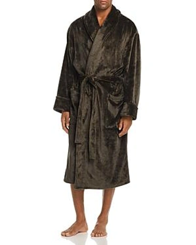 Daniel Buchler Chevron Fleece Robe In Army/ Midnight