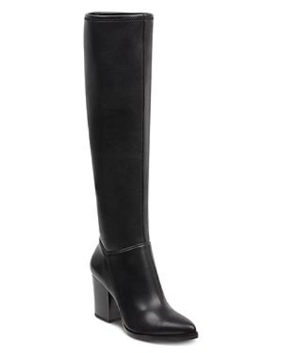 Marc Fisher Ltd. Women's Anata Round Toe Tall Leather High-heel Boots In Black