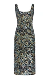 Alexa Chung Embellished Fabric Midi Dress In Print