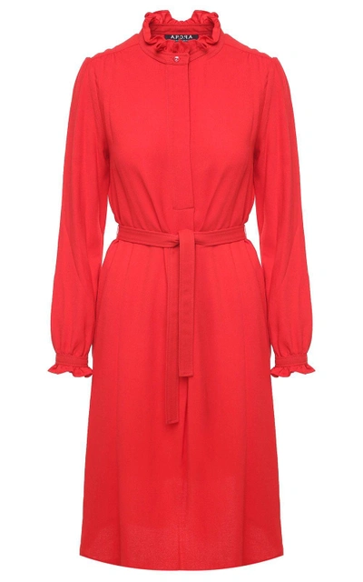 Apc Astor Viscose And Wool-blend Crepe Midi Dress In Rosso