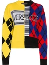 Versace Argyle Knit Sweater In Multicolor