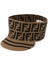 Fendi Logo Knitted Cap - Brown In Black