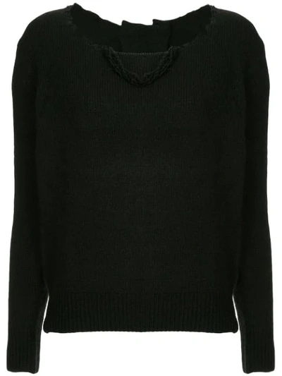 Uma Wang Distressed Neck Jumper In Black