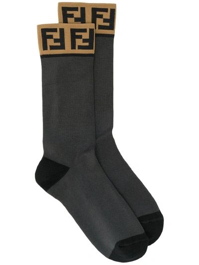 Fendi Ff Logo Socks - Grey