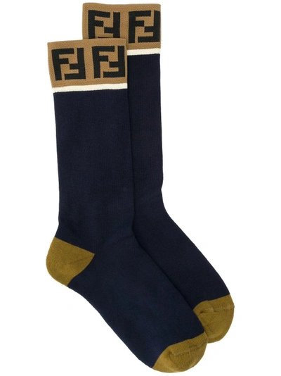 Fendi Ff Logo Socks - Blue