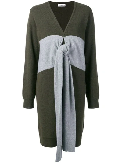 Carven Panelled Tie Jumper Dress In Green