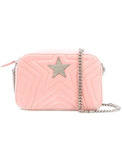 Stella Mccartney Velvet Crossbody Bag In Pink