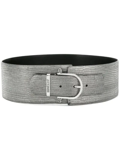 Just Cavalli Textured Wide Belt - 灰色 In Grey