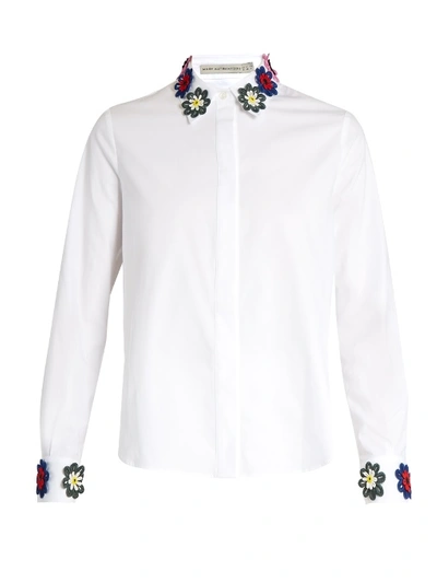 Mary Katrantzou Shane Flower-embroidered Stretch Cotton Shirt