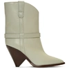 Isabel Marant Lamsy Metal-trimmed Leather Cowboy Boots In White