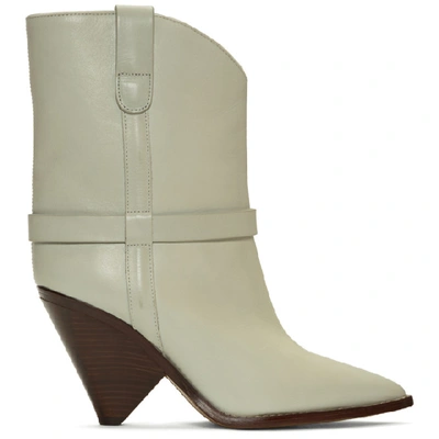 Isabel Marant Lamsy Metal-trimmed Leather Cowboy Boots In White