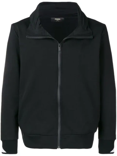 Fendi Concealed Hooded Cardigan In Black