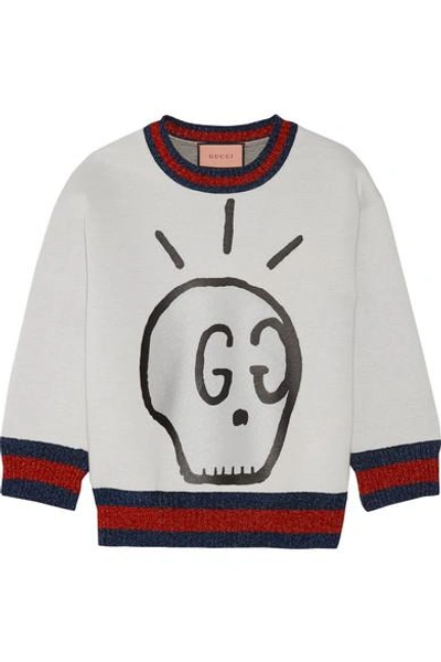 Gucci Metallic-trimmed Printed Neoprene Sweatshirt In White | ModeSens