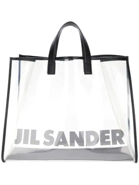 Jil Sander Logo Printed Tote Bag In Black | ModeSens