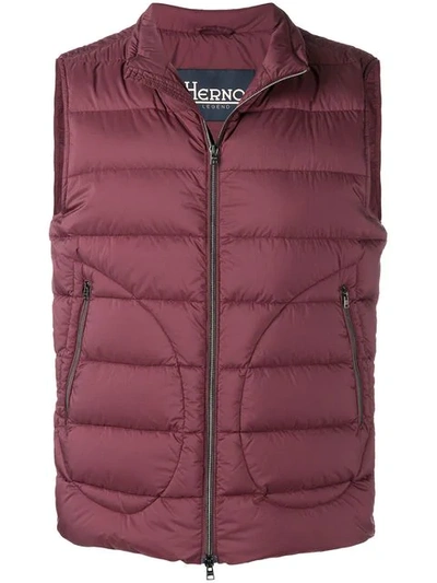 Herno Zipped Gilet Jacket In Red