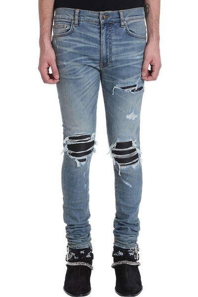 Amiri Mx Leather Patch Blue Denim Jeans ModeSens