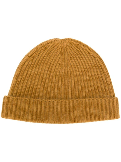 N•peal Ribbed Beanie In Yellow