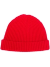 N•peal Ribbed Cashmere Beanie In Red