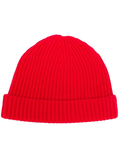 N•peal Ribbed Cashmere Beanie In Red