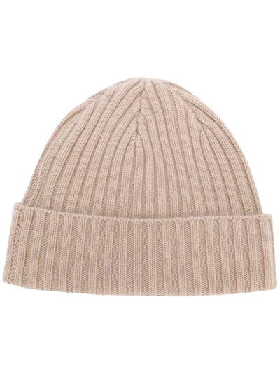 N•peal Chunky Ribbed Beanie In Neutrals