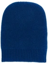 N•peal Ribbed Knitted Beanie In Blue