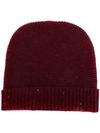 N•peal Knitted Beanie Hat In Red