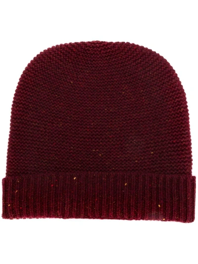 N•peal Knitted Beanie Hat In Red