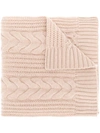 N•peal Wide Cable Scarf In Neutrals