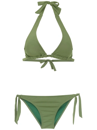 Amir Slama Plain Bikini Set In Green