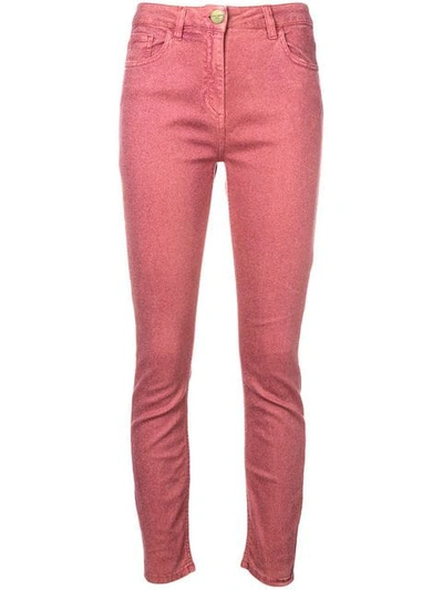Elisabetta Franchi Glitter Embellished Skinny Jeans - Pink
