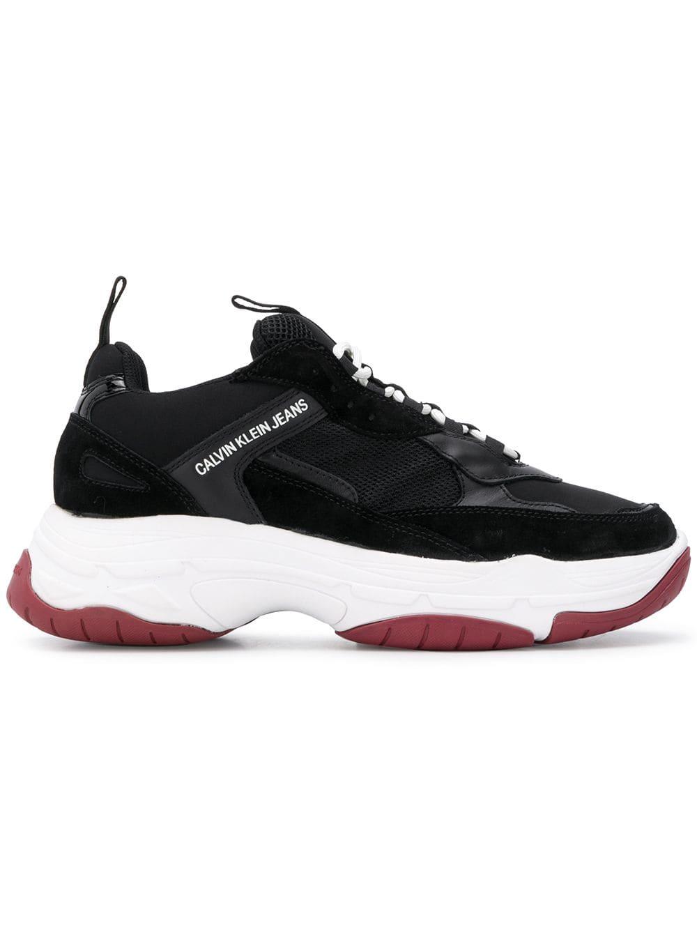 calvin klein chunky trainers black and white